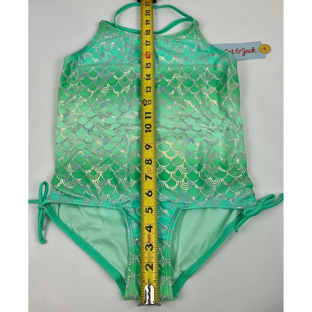 Cat Jack‎ Girls Mermaid Scale One Piece Swimsuit Green M8 Plus